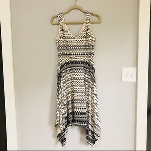 Halo Midi Sundress, M, Geometric, Handkerchief Hem